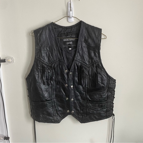 Genuine Buffalo Leather Motorcycle Biker Jacket Vest Women’s Size Medium - Picture 1 of 12